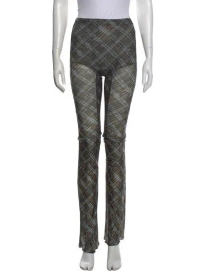 Pre-owned Knwls Plaid Print Flared Pants In Multi