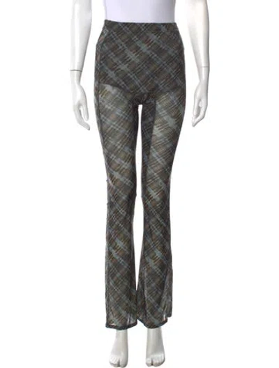 Pre-owned Knwls Plaid Print Flared Pants In Multicolor