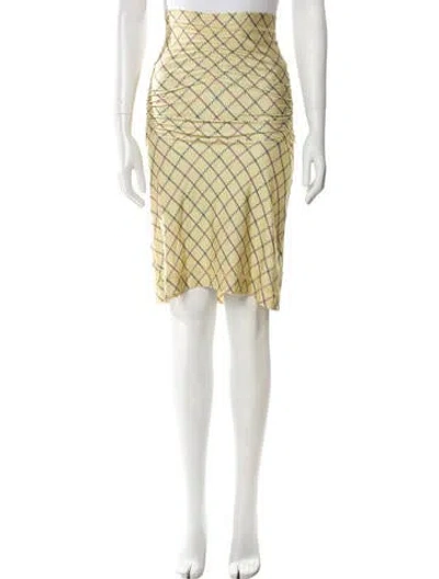 Pre-owned Knwls Plaid Print Knee-length Skirt In Yellow