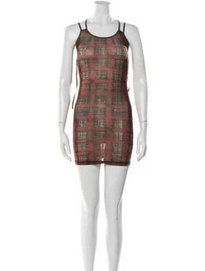 Pre-owned Knwls Plaid Print Mini Dress In Red