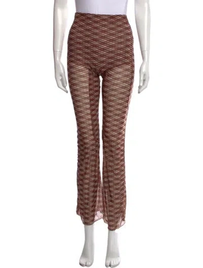 Pre-owned Knwls Plaid Print Wide Leg Pants In Brown