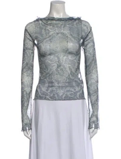 Pre-owned Knwls Printed Crew Neck Top In Blue