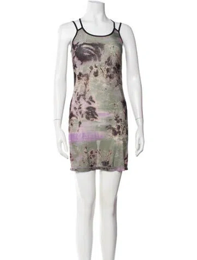 Pre-owned Knwls Printed Mini Dress W/ Tags In Green