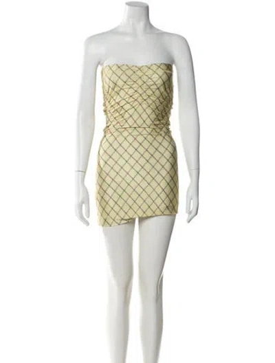 Pre-owned Knwls Printed Mini Dress W/ Tags In Yellow