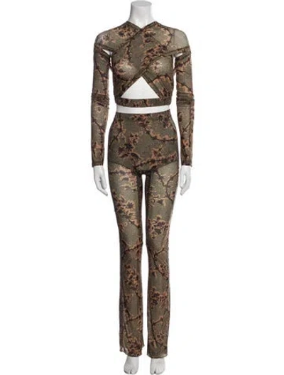 Pre-owned Knwls Printed Pant Set In Brown