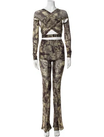 Pre-owned Knwls Printed Pant Set In Green