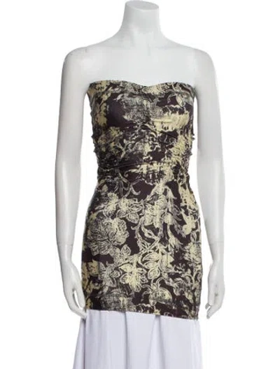Pre-owned Knwls Printed Strapless Tunic In Brown