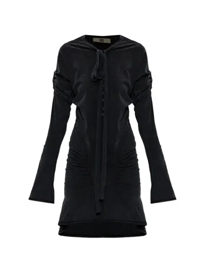 Knwls Ruched Drawstring Dress In Black