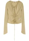 Knwls Ruched Stretch-jersey Top In Olive