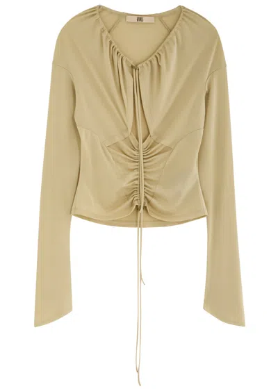 Knwls Ruched Stretch-jersey Top In Olive