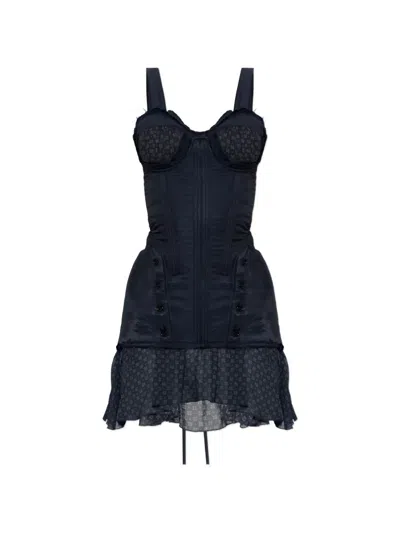 Knwls Sable Lace-up Mini Dress In Blue
