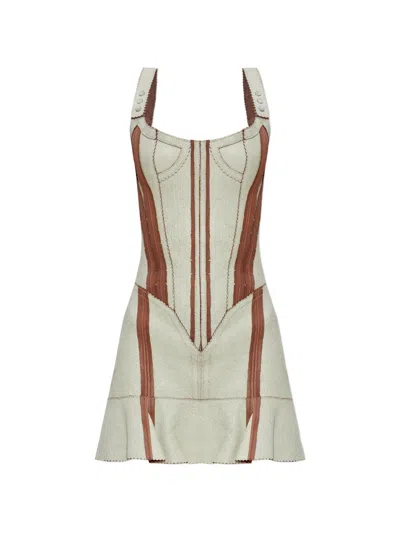 Knwls Scallop Striped Mini Dress In Multi