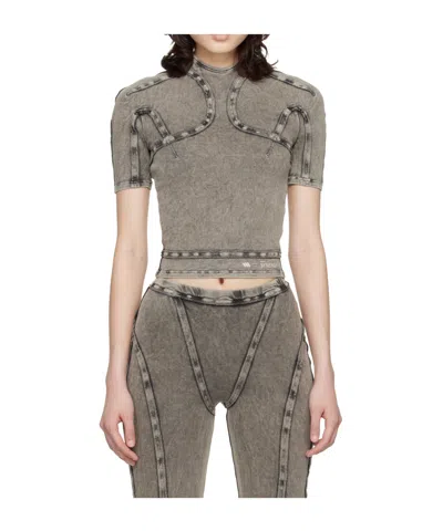 Knwls Scuba Washed Turtleneck Top In Brown