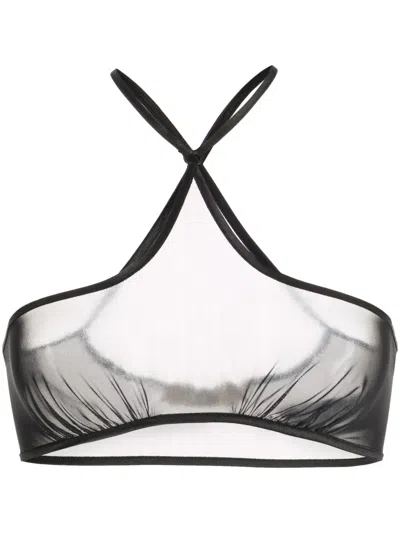 Knwls Transparentes Bh-top Mit Neckholder In Schwarz