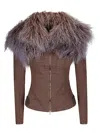 Knwls Shiv Shearling-trimmed Stretch-denim Jacket In Sky Brown