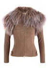 Knwls Shiv Shearling-trimmed Stretch-denim Jacket In Brown