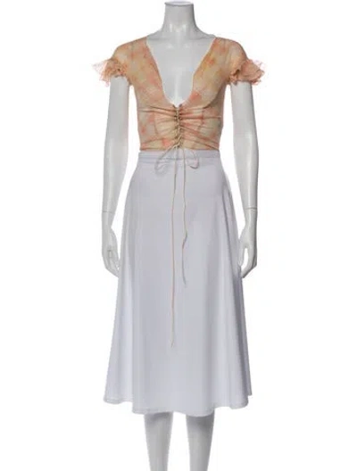 Pre-owned Knwls Silk Plaid Print Crop Top In Neutral