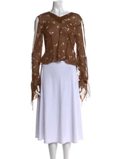 Pre-owned Knwls Silk V-neck Crop Top W/ Tags In Brown