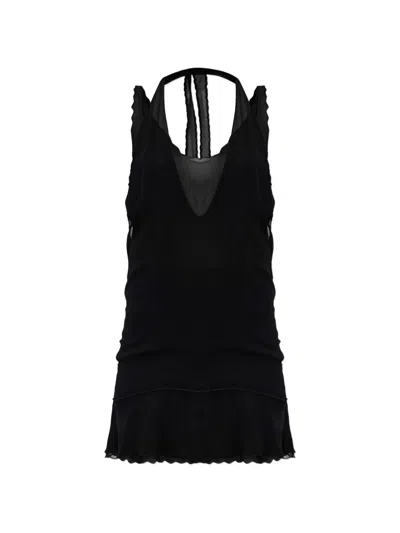 Knwls Sleeveless Tiered Mini Dress In Black