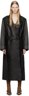 Knwls Ssense Exclusive Black Ballis Leather Coat In Black