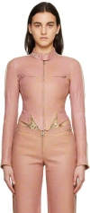 Knwls Ssense Exclusive Pink Claw Leather Jacket In Bubblegum