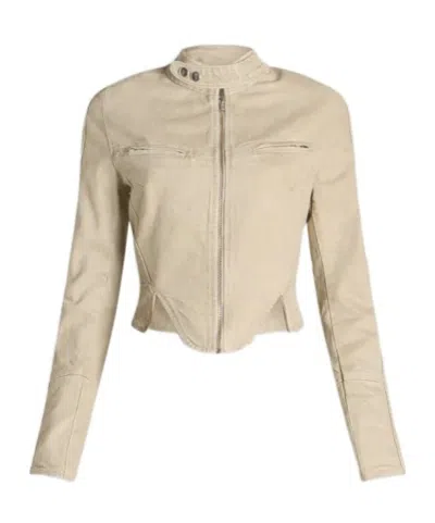 Knwls Stand-collar Cropped Jacket In Metallic