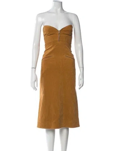 Pre-owned Knwls Strapless Midi Length Dress In Yellow