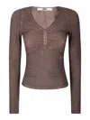 Knwls Stretch Over Dyed Jersey Top In Brown