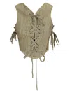 Knwls Striped Denim Vest With Laces