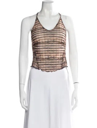 Pre-owned Knwls Striped Halterneck Crop Top W/ Tags In Multi