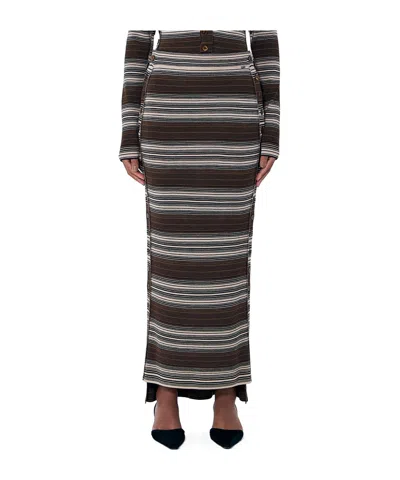 Knwls Striped Knit Midi Skirt In Black