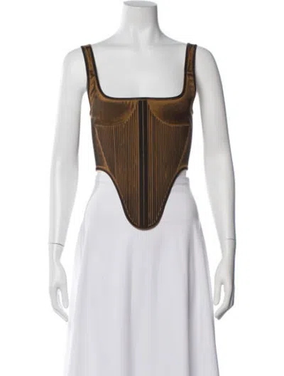 Pre-owned Knwls Striped Square Neckline Crop Top In Neutrals