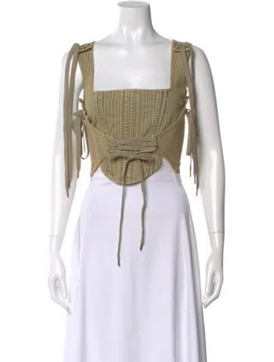 Pre-owned Knwls Striped Square Neckline Crop Top W/ Tags In Multi