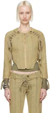 Knwls Tan Gfrc Denim Jacket In Tan Stripe