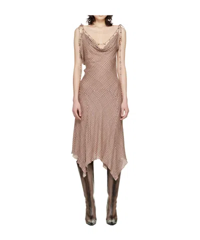 Knwls Tess Draped Midi Dress In Brown