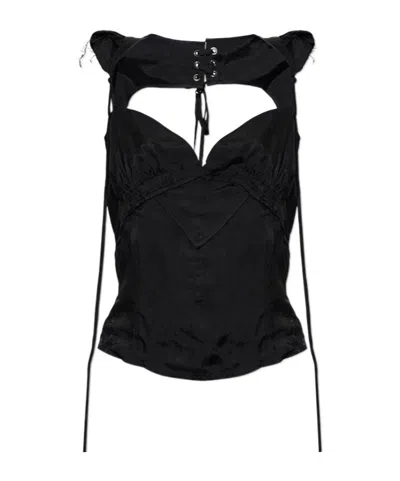 Knwls Tie-detail Sleeveless Top In Black