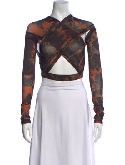 Pre-owned Knwls Tie-dye Print Asymmetrical Crop Top In Orange
