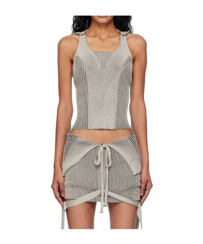 Knwls Veil Ribbed Knit Vest In Gray