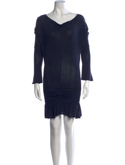 Pre-owned Knwls V-neck Mini Dress In Blue