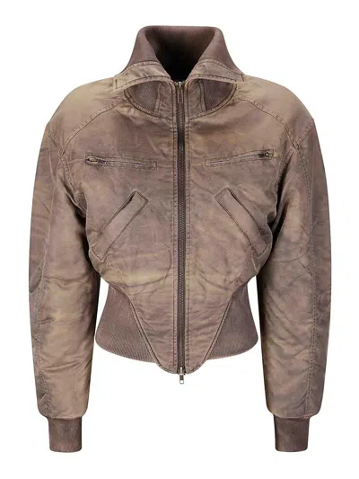 KNWLS WASHED BOMBER JACKET WITH CORSET STYLE HEM