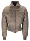 Knwls Washed Bomber Jacket With Corset Style Hem. In Gray