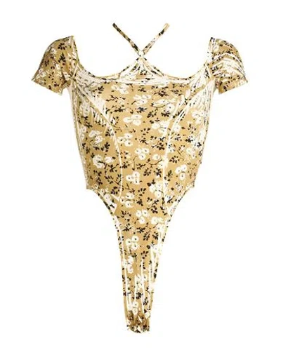 Knwls Printed Halterneck Bodysuit In Yellow