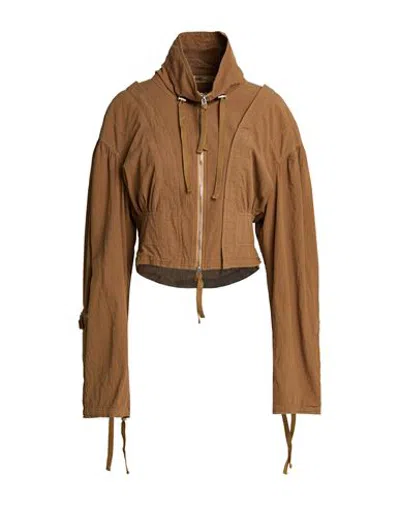 Knwls Woman Jacket Camel Size 6 Organic Cotton In Brown