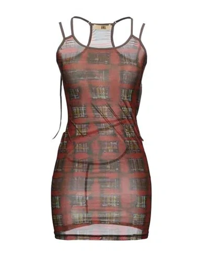 Knwls Woman Mini Dress Rust Size Xs Polyester, Elastane In Brown