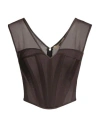 Knwls Woman Top Dark Brown Size M Polyester In Brown
