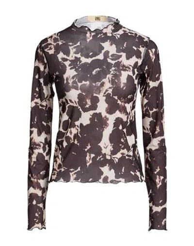 Knwls Woman Top Dark Brown Size S Polyester, Elastane