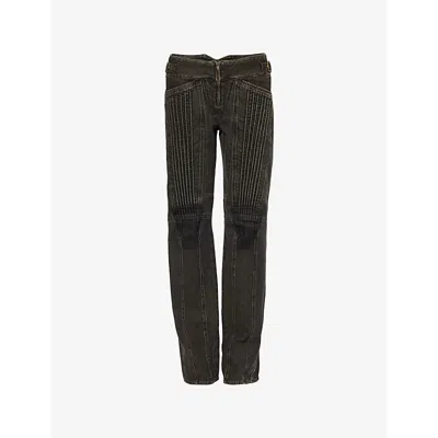 Knwls Womens Black Straight-leg Cord Denim Jeans