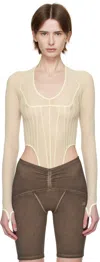 Knwls Yellow Haze Mesh Bodysuit In Ecru