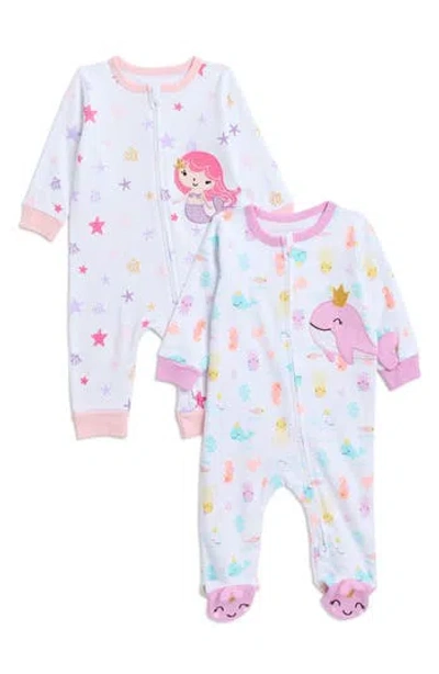 Koala Baby 2-pack Assorted Sleep & Play Romper & Footie Set In Pink