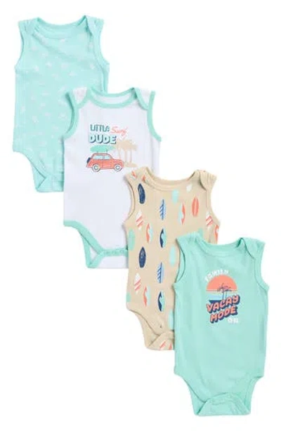 Koala Baby 4-pack Sleeveless Bodysuits In Blue